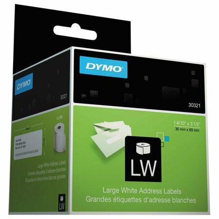 DYMO 30321 LabelWriter 1 7/16'' x 3 1/2'' White Address Permanent Self-Adhesive 260-Label Roll, 2PK 328DYM30321